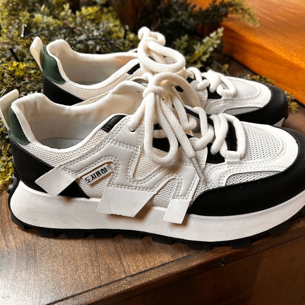 Miu Miu White, Black & Orange Chunky Lace-Up Sneakers Women’s 9